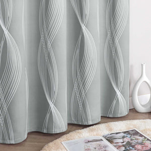 Blackout Grommet Curtain Opaque Thermal with Water-Wave Pattern 1 Piece