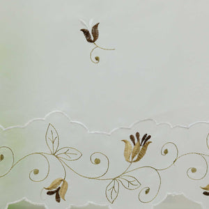 Cafe Curtain with Rose-Pattern Embroidery - White, H x W 45 x 120cm