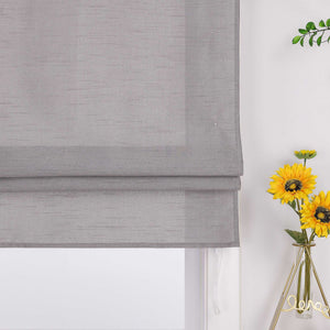 Roman Shade with Tab-Top Hanging Kitchen Curtains 1 Piece - Brown, W x H 80 x 140cm