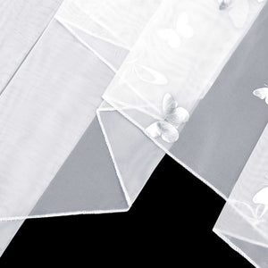 Cafe Curtain with Rod Pocket Double-Layer with Butterfly Pattern