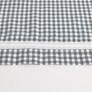 Short Curtains in Valance Style with Check Pattern Set of 2 - Beige, H x W 90 x 60cm