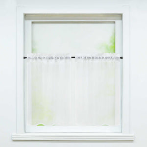 Cafe Curtain with Rod Pocket Gatherable 2 Pieces - White, H x W 61 x 66cm