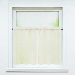 Cafe Curtain Set of 2 with Rod Pocket Short Curtains in Linen-Look Fabric