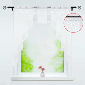 Cafe Curtain Window Valance with Textured Print with Rod Pocket - Silver, W x H 100 x 100cm