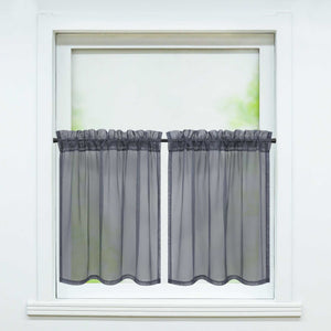 Cafe Curtain with Rod Pocket Gatherable 2 Pieces