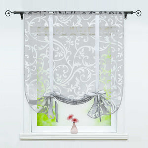 Roman Shade with Rod Pocket with Floral Pattern 1 Piece - Gray, W x H 140 x 140cm