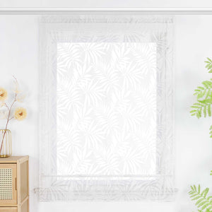 Roman Shade with Leaf Pattern and Hook-and-Loop Tape - White, W x H 60 x 140cm