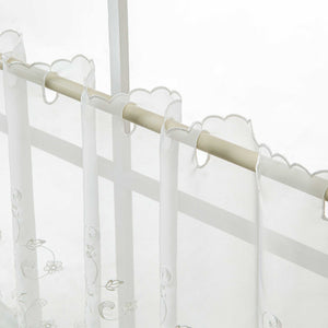 Cafe Curtain with Delicate Floral Designs and Rod Pocket