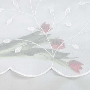 Cafe Curtain with Floral Embroidery/ Voile with Eyelet Header Country Style 1 Piece - White, H x W 60 x 140cm