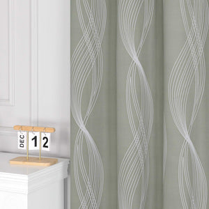 Blackout Grommet Curtain Opaque Thermal with Water-Wave Pattern 1 Piece - Green, H x W 245 x 135cm