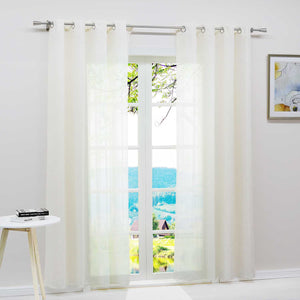 Curtain Set of 2 Voile Curtains with Stripes Sheer