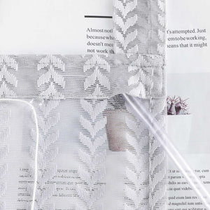 Roman Shade Sheer with Cutout Leaf Pattern and Tab-Top Hanging - White, W x H 140 x 140cm