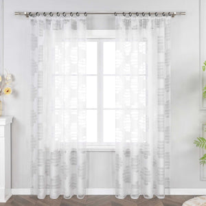 Curtain with Wavy Circle Pattern - Curtain-Tape Hanging