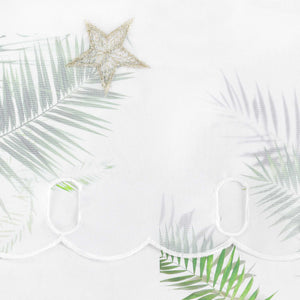 Cafe Curtain Sheer Christmas with Embroidered Star Pattern