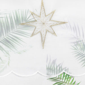 Cafe Curtain Sheer Christmas with Embroidered Star Pattern