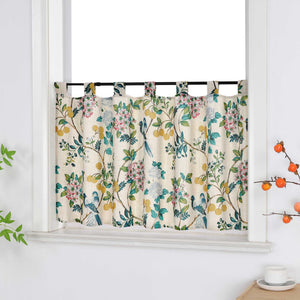 Semi-Sheer Cafe Curtain in Asian Style 1 Piece - Multicolor, H x W 90 x 90cm