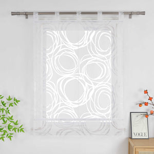 Roman Shades with Circle Pattern - Tab-Top Hanging - White, W x H 60 x 140cm