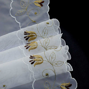 Cafe Curtain with Rose-Pattern Embroidery - White, H x W 60 x 90cm