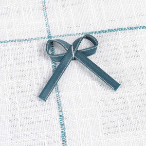 Cafe Curtains with Rod Pocket in Linen-Look Fabric with Ties 1 Piece - Blue, H x W 45 x 140cm