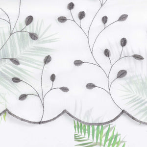 Cafe Curtain with Floral Embroidery/ Voile with Eyelet Header Country Style 1 Piece - Light Gray, H x W 30 x 90cm