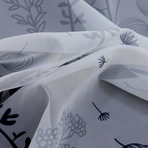 Roman Shade with Tab-Top Hanging with Chinese-Lantern Flower Pattern Semi-Sheer