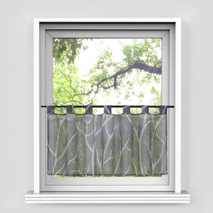 Cafe Curtain Semi-Sheer with Pattern 1 Piece - Gray, H x W 45 x 90cm