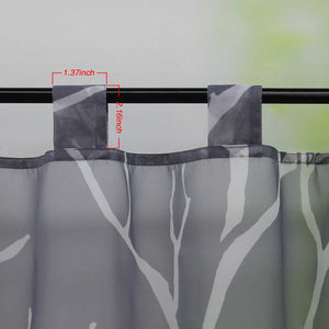 Cafe Curtain Semi-Sheer with Pattern 1 Piece - Gray, H x W 60 x 90cm