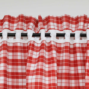 Cafe Curtains in Country Style with Check Pattern Set of 2 - Blue, W x H 80 x 120cm
