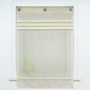 Roman Shade with U-Hooks Striped Pattern Solid Color 1 Piece - Gray, W x H 120 x 140cm