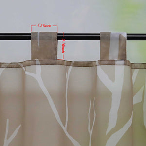 Cafe Curtain Semi-Sheer with Pattern 1 Piece - Brown, H x W 45 x 120cm