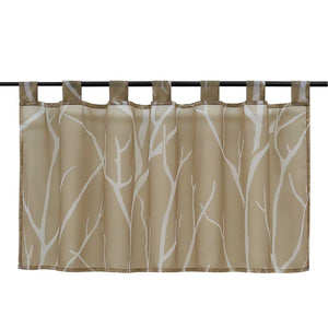Cafe Curtain Semi-Sheer with Pattern 1 Piece - Brown, H x W 45 x 90cm