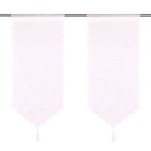 Cafe Curtain with Butterfly Design Triangular Hem 1 Piece - Pink, W x H 80 x 150cm
