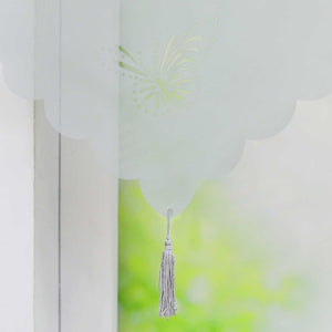 Cafe Curtain with Butterfly Design Triangular Hem 1 Piece - Blue, W x H 40 x 90cm