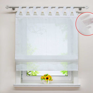 Roman Shade Tab-Top Curtain with V-Shaped Tab Tops Solid Color Decorative Folds Height-Adjustable 1 Piece - White, W x H 60 x 140cm
