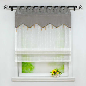 Roman Shade with Decorative Valance and Embroidery 1 Piece - Purple, W x H 120 x 140cm