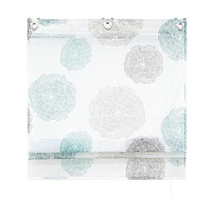 Roman Shade with U-Hooks Height-Adjustable with Tree-Ring Pattern 1 Piece - Blue, H x W 140 x 100cm