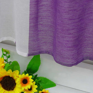 Cafe Curtain Gatherable White Stripe Pattern Semi-Sheer 1 Piece - Purple, W x H 90 x 60cm