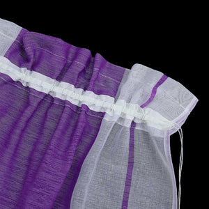 Cafe Curtain Gatherable White Stripe Pattern Semi-Sheer 1 Piece - Purple, W x H 120 x 60cm