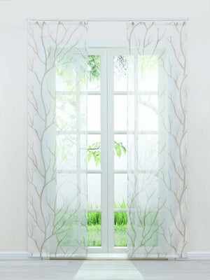 Tab-Top Curtain Panel with Branch Pattern Light-Filtering Set of 2 - Sand, H x W 225 x 57 cm