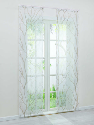 Tab-Top Curtain Panel with Branch Pattern Light-Filtering Set of 2 - Sand, H x W 245 x 57 cm