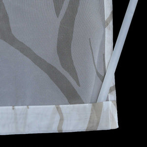 Tab-Top Curtain Panel with Branch Pattern Light-Filtering Set of 2 - Gray, H x W 175 x 57 cm