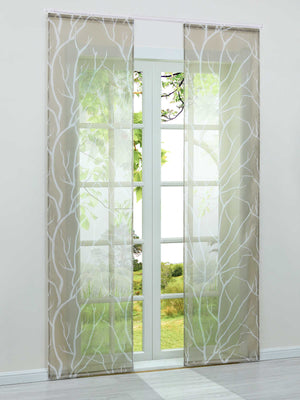 Tab-Top Curtain Panel with Branch Pattern Light-Filtering Set of 2