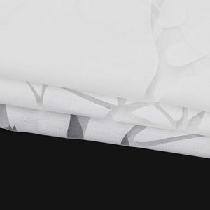 Curtain with Branch Pattern Light-Filtering Garden Style 1 Piece - White, Curtain-Tape Panel