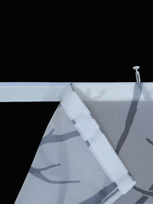 Tab-Top Curtain Panel with Branch Pattern Light-Filtering Set of 2 - White, H x W 245 x 57 cm