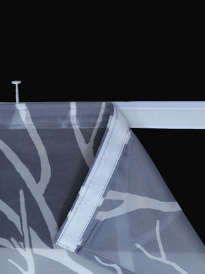 Tab-Top Curtain Panel with Branch Pattern Light-Filtering Set of 2 - Brown, H x W 245 x 57 cm