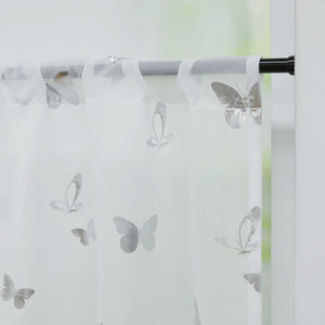 Cafe Curtain with Butterfly Shimmer Print Modern, Short - Gold, H x W 30 x 120cm