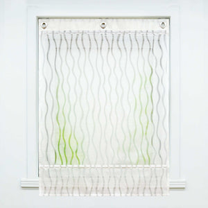 Roman Shade with U-Hooks with Wave Pattern and Decorative Folds Light-Filtering 1 Piece - White, H x W 140 x 80cm