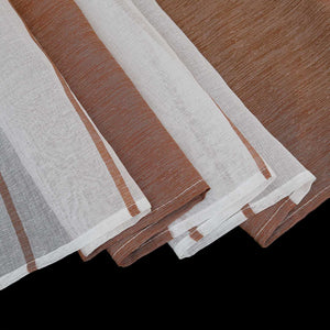 Cafe Curtain Gatherable White Stripe Pattern Semi-Sheer 1 Piece - Brown, W x H 120 x 60cm