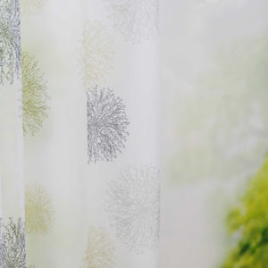 Curtain with Floral Pattern and Curtain Tape - Grommet Panel, Gray