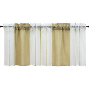 Cafe Curtain Gatherable White Stripe Pattern Semi-Sheer 1 Piece - Sand, W x H 120 x 45cm